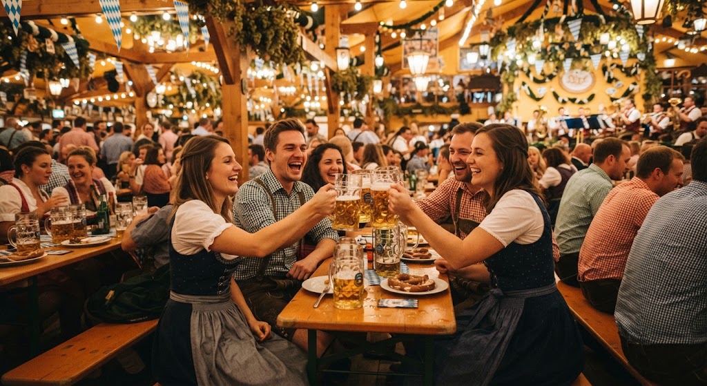Biertrinker auf dem Oktoberfest